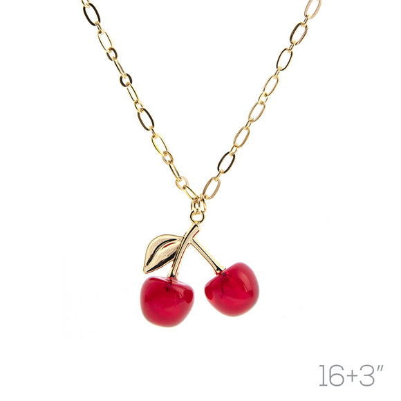 GOLD RED CHERRY NECKLACE ( 18778 LSIG )