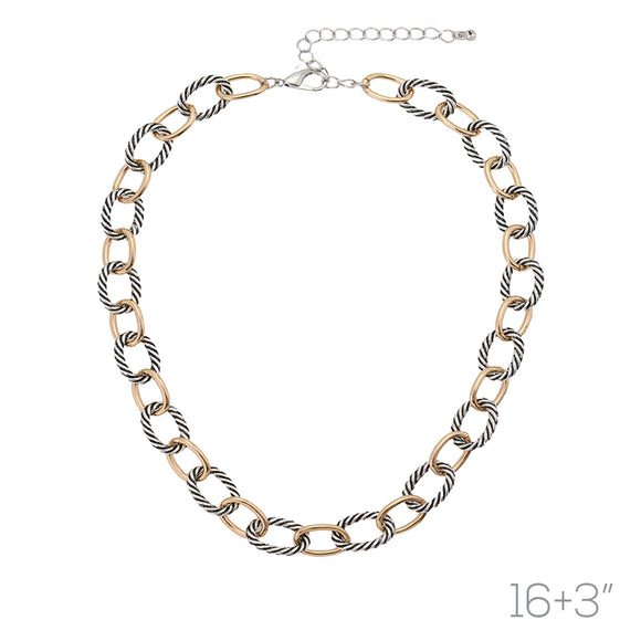 SILVER GOLD ROPE NECKLACE ( 18821 MP )