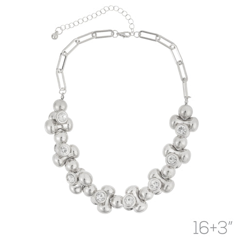 SILVER BALL NECKLACE ( 18928 CRR )