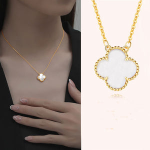 GOLD WHITE QUATREFOIL NECKLACE ( 5040 GWH )