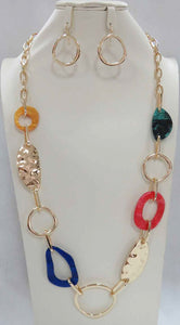 Long Gold Necklace Set MULTI COLOR Acrylic ( 4850 MT )