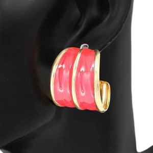 GOLD RED HOOP EARINGS ( 2828 RED )