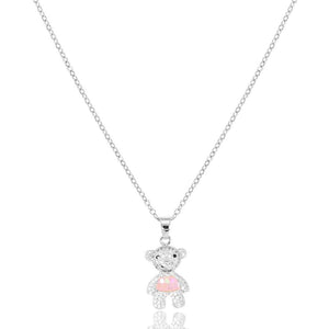 SILVER PINK BEAR NECKLACE ( 3175 SPK )