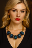 GOLD NECKLACE BALL BLACK ( 11203 GBK )