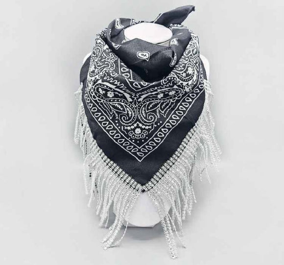 BANDANA FRINGE SCARF ( 1509 BK )