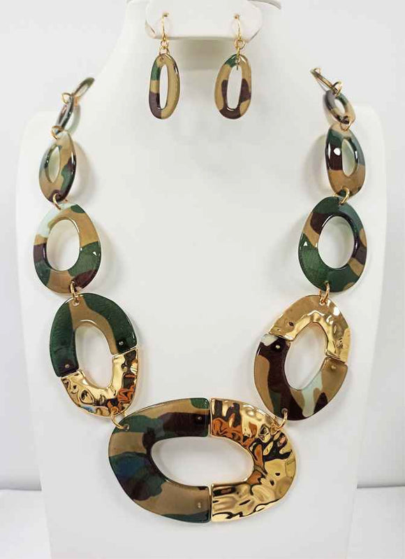Gold Camouflage Necklace Set ( 4125 CMFG )