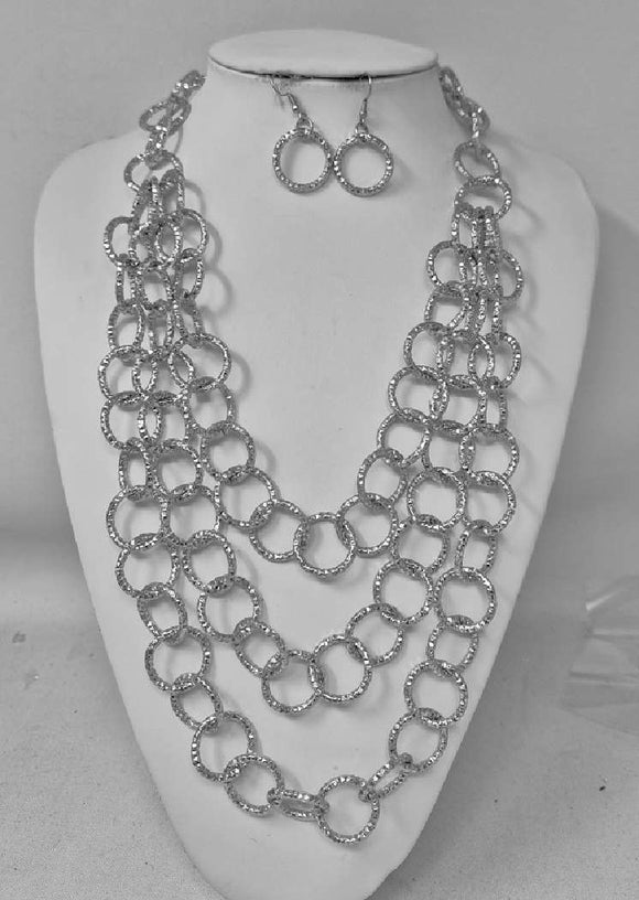 SILVER RING NECKLACE SET ( 11214 R )