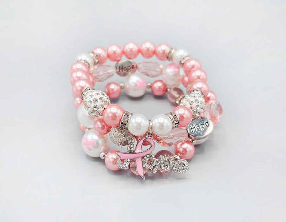 LIGHT PINK RIBBON STRETCH BRACELETS ( 1581 LPK )