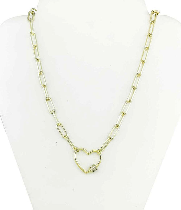 GOLD NECKLACE HEART CHARM ( 8636 G )
