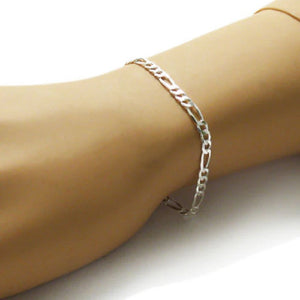 SILVER PLATED FIGARO CHAIN BRACELET ( 213 8 )