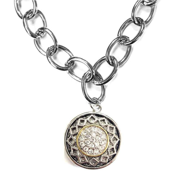 SILVER GOLD NECKLACE ( 1096 )