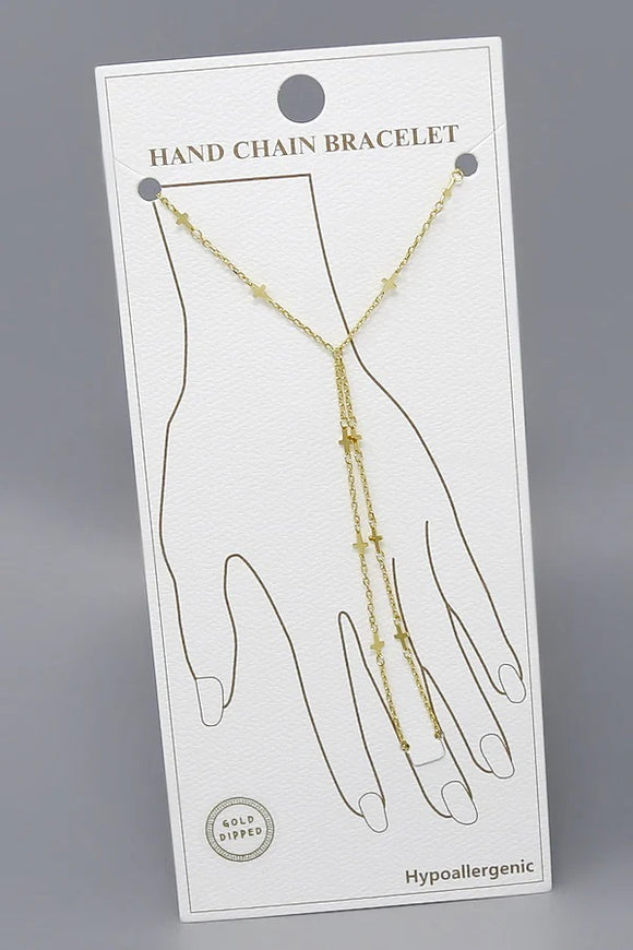 Gold Dipped Cross Hand Chain ( 8087 G )