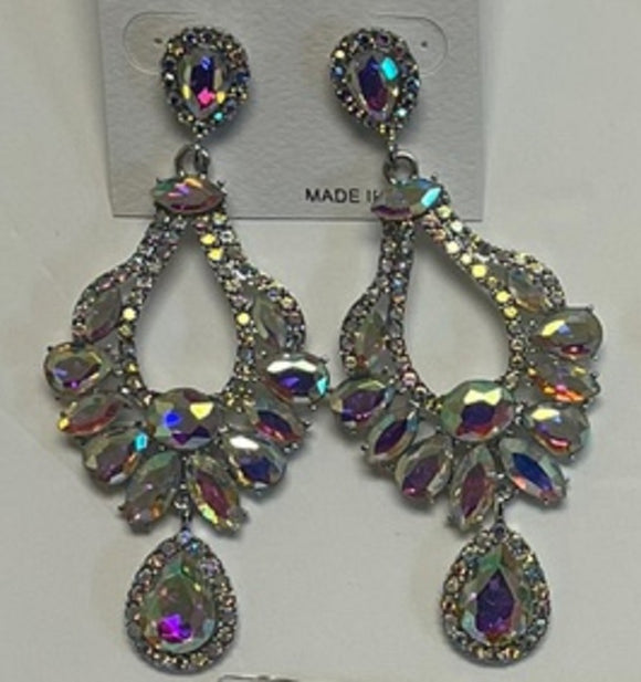 SILVER AB CHANDELIER EARRINGS ( 033686 SAB )