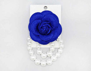 BROOCH BLUE FLOWER PEARLS ( 1064 BL )