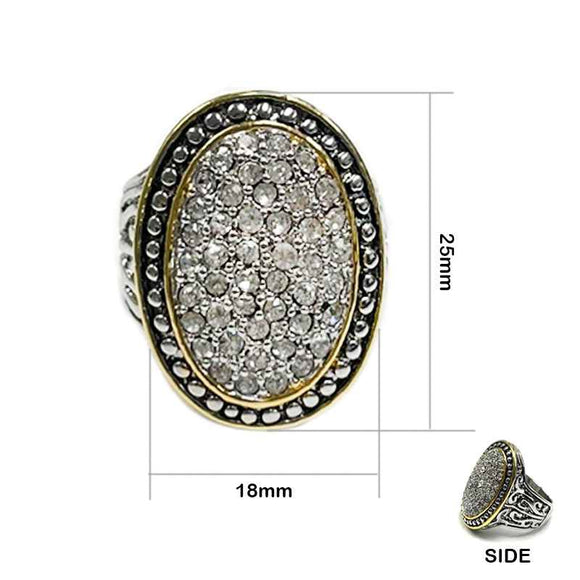 SILVER GOLD RING CLEAR STONES SIZE 8( 3274 8)