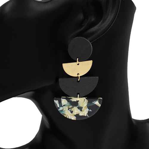 GOLD BLACK DANGLING EARRINGS ( 2729 GDBK )