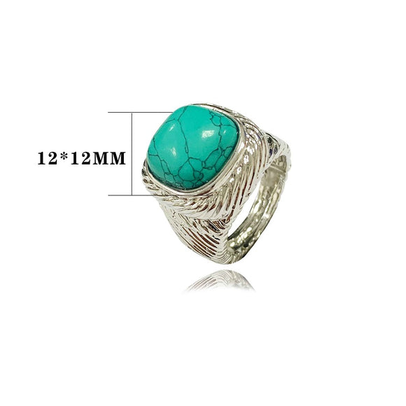 Silver Stretch Ring Turquoise Stone ( 3248 TQ )