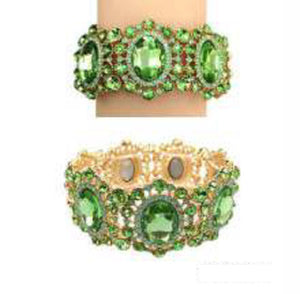 Gold Stretch Bracelet Green Stones ( 193 GLM )