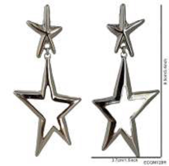SILVER STAR CLIP ON EARRINGS ( 129 R )
