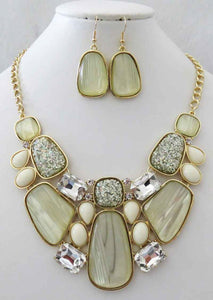 GOLD WHITE NECKLACE SET ( 5066 GWT )