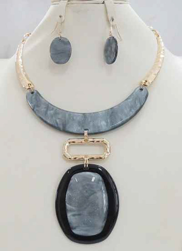 GOLD GREY NECKLACE SET ( 5091 GY )