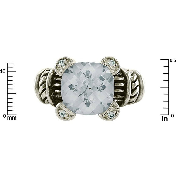 SILVER GOLD RING CLEAR CZ CUBIC ZIRCONIA STONE ( 3069 )