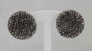 ANTIQUE SILVER HEMATITE CIRCLE EARRINGS ( 3238 ASHM )