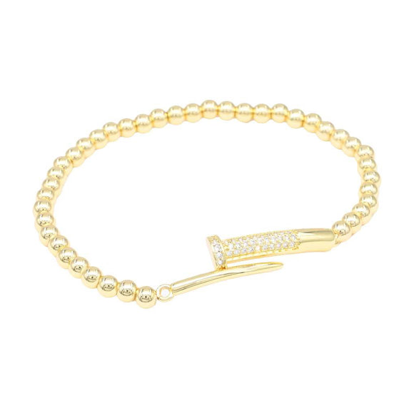 GOLD STAINLESS STEEL BALL BRACELET ( 2448 G )