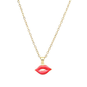 GOLD KISS LIP NECKLACE ( 3266 GRD )