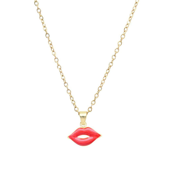 GOLD KISS LIP NECKLACE ( 3266 GRD )