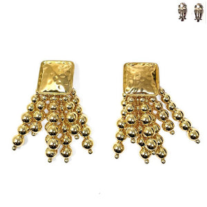 GOLD DANGLING BALL CLIP ON EARRINGS ( 20231 G )