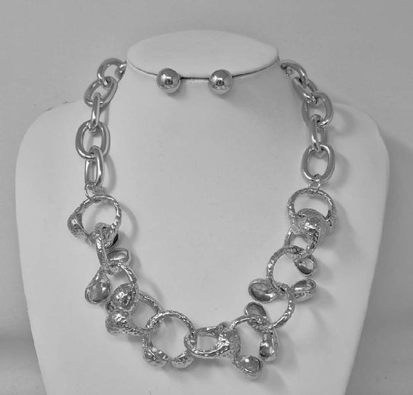 SILVER NECKLACE SET ( 11258 R )