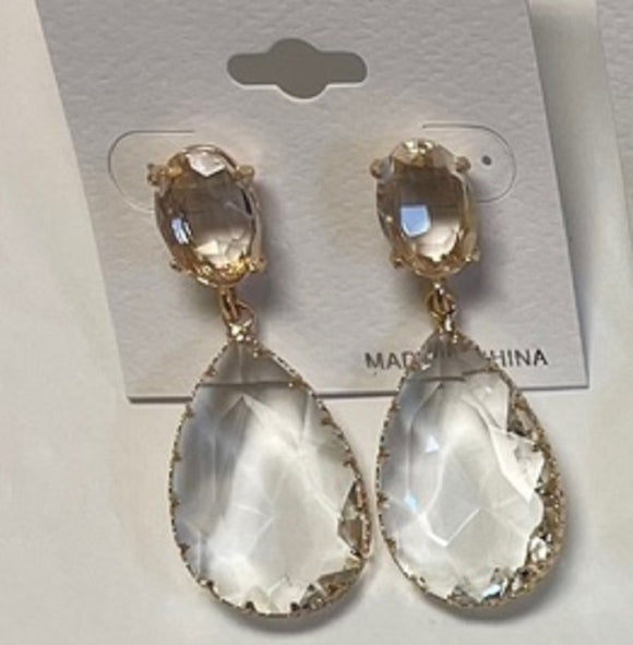 GOLD CLEAR DANGLING EARRINGS ( 033698 GCL )