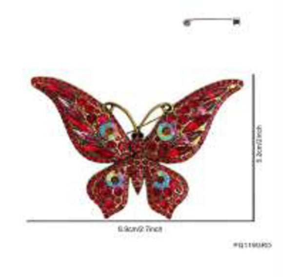 GOLD RED BUTTERFLY BROOCH ( 119 GRD )