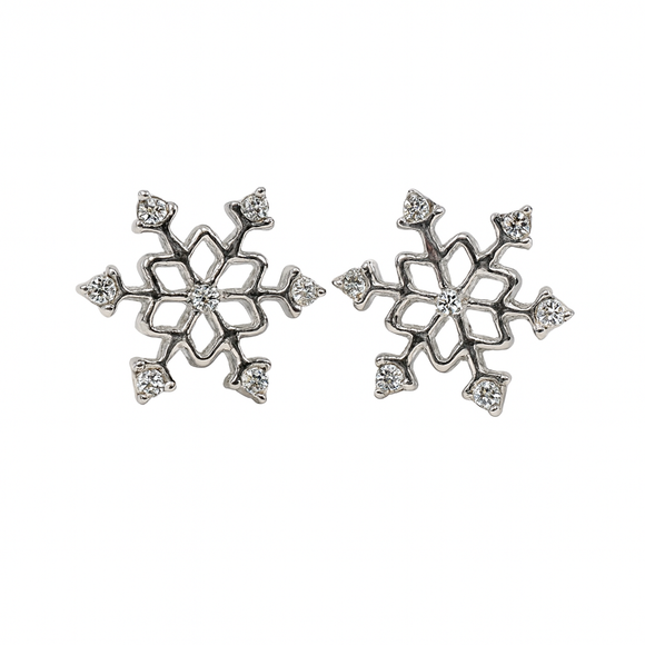 SILVER SNOWFLAKE STUD EARRINGS ( 350 )