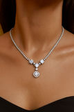 SILVER BRASS NECKLACE CLEAR CZ STONES ( 4179 SCL )