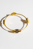 GOLD WHITE BANGLE WHITE STONES CROSS ( 0701 GLWHT )