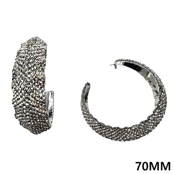 SILVER CLEAR HOOP EARRINGS ( 10287 RCL )