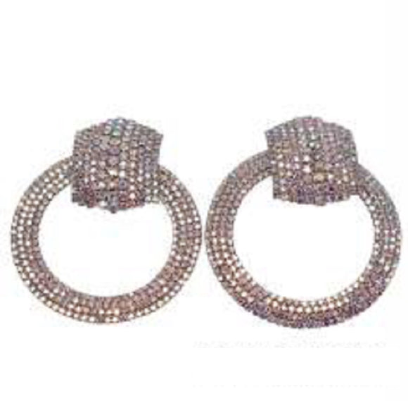 SILVER METAL EARRINGS AB STONES ( 1726 RAB )