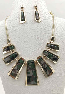 GOLD CAMOUFLAGE NECKLACE SET ( 3034 GCMFG )