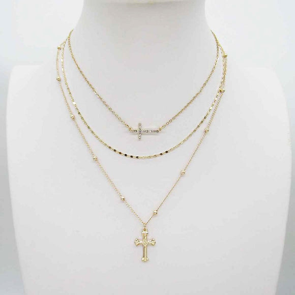 GOLD CROSS NECKLACE SET ( 0412 GD )