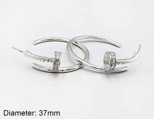 SILVER NAIL HOOP EARRINGS ( 2163 RH )