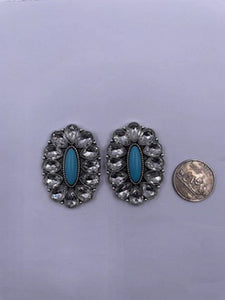 WESTERN DESIGN TURQUOISE CRYSTAL EARRINGS ( 2443 SBTQCR )