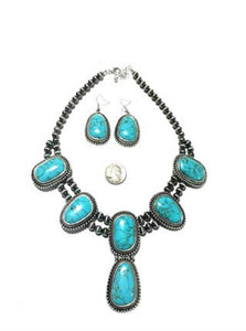 WESTERN SQUASH BLOSSOM SHORT NECKLACE SET ( 2396 SBTQ )