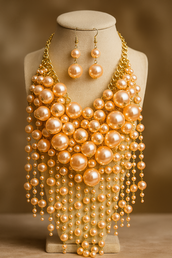 Champagne Fun Bubble Waterfall Pearl  matching Earrings( 0075 2CH )