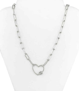 SILVER NECKLACE HEART CHARM ( 8636 R )