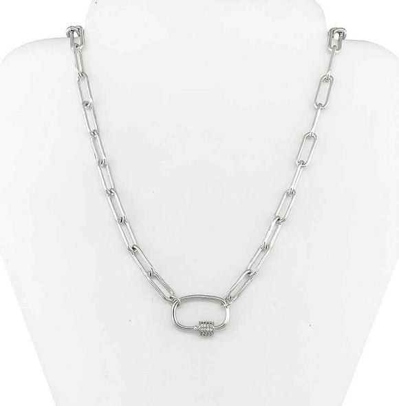 SILVER CARABINER CHARM NECKLACE ( 8635 R )