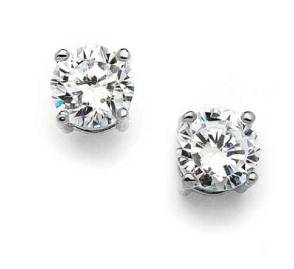4mm ROUND CLEAR CZ CUBIC ZIRCONIA STUD EARRINGS ( 0001 4 )