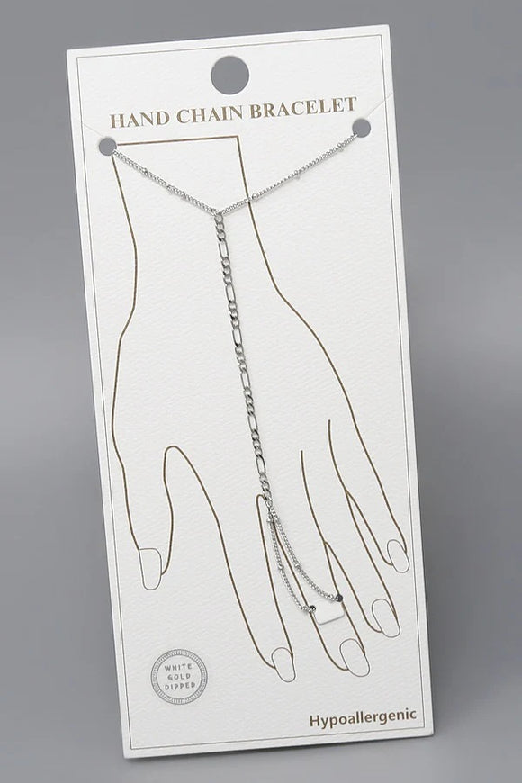 White Gold Dipped Chain Hand Chain ( 6308 R )