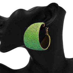 1.75" LIME GREEN Hoop Earrings ( 2437 GDLGN )